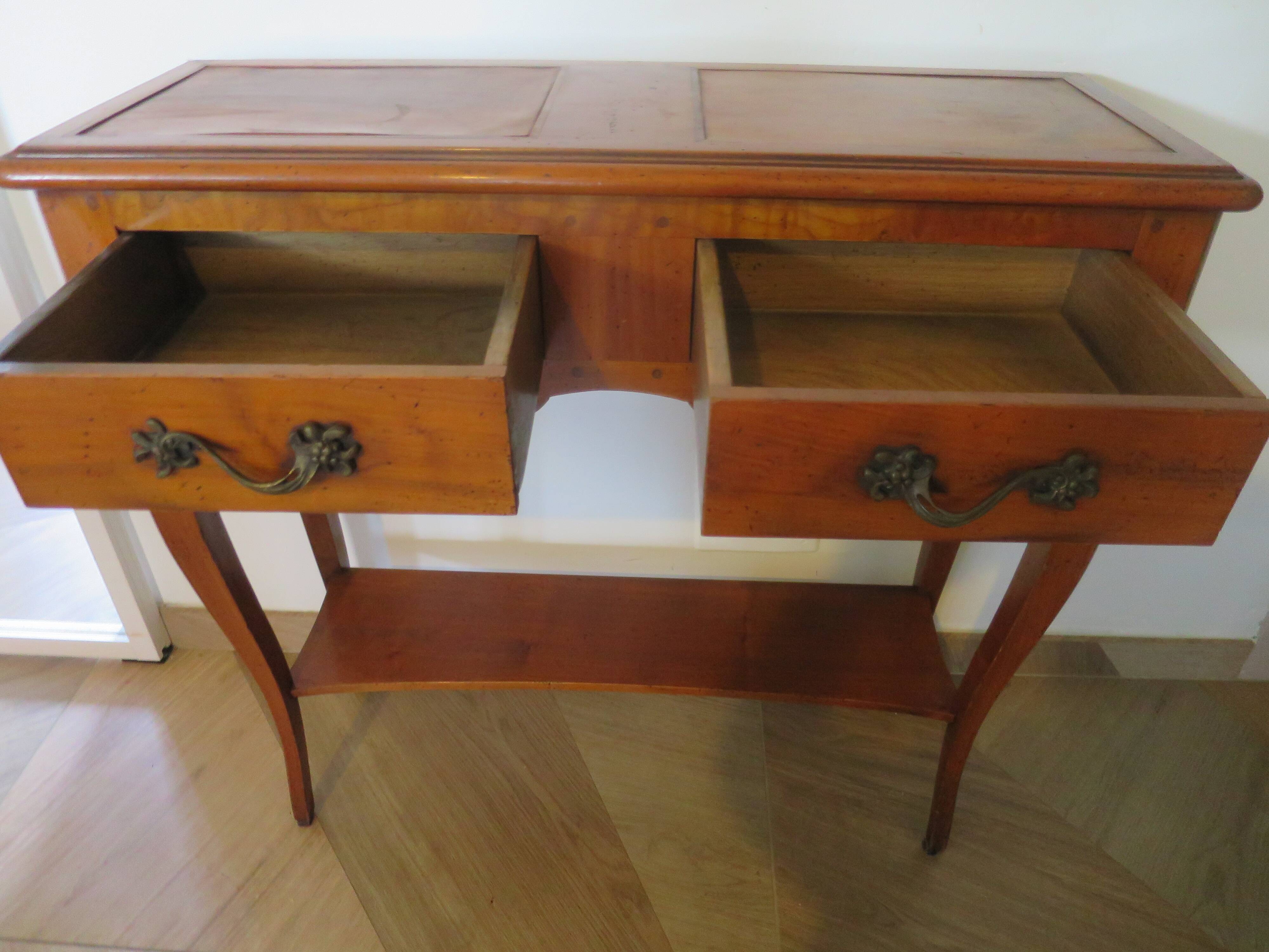 Cherry console with 2 drawers - Louis XV style - cherry wood