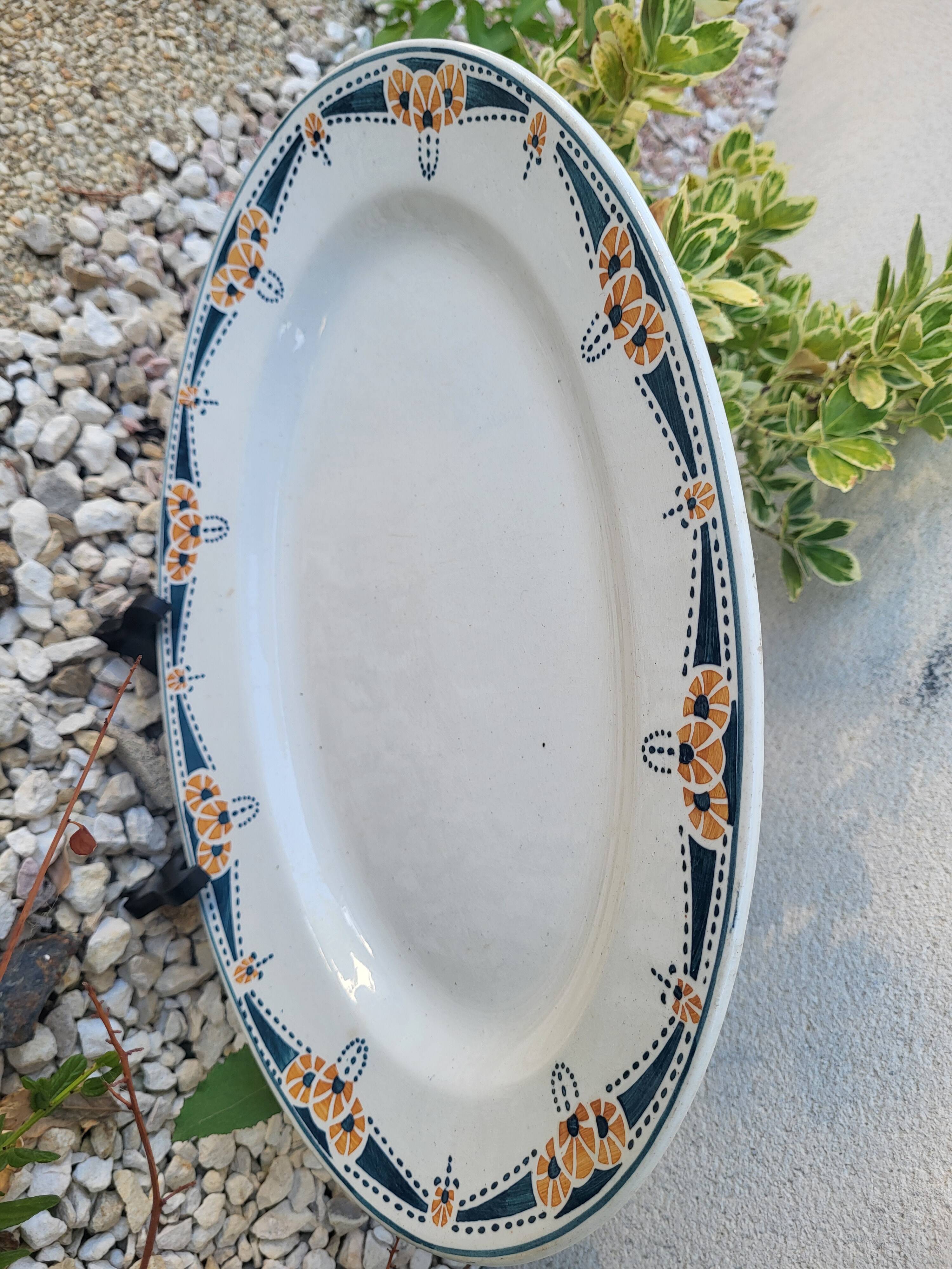 Longwy Art Deco oval dish