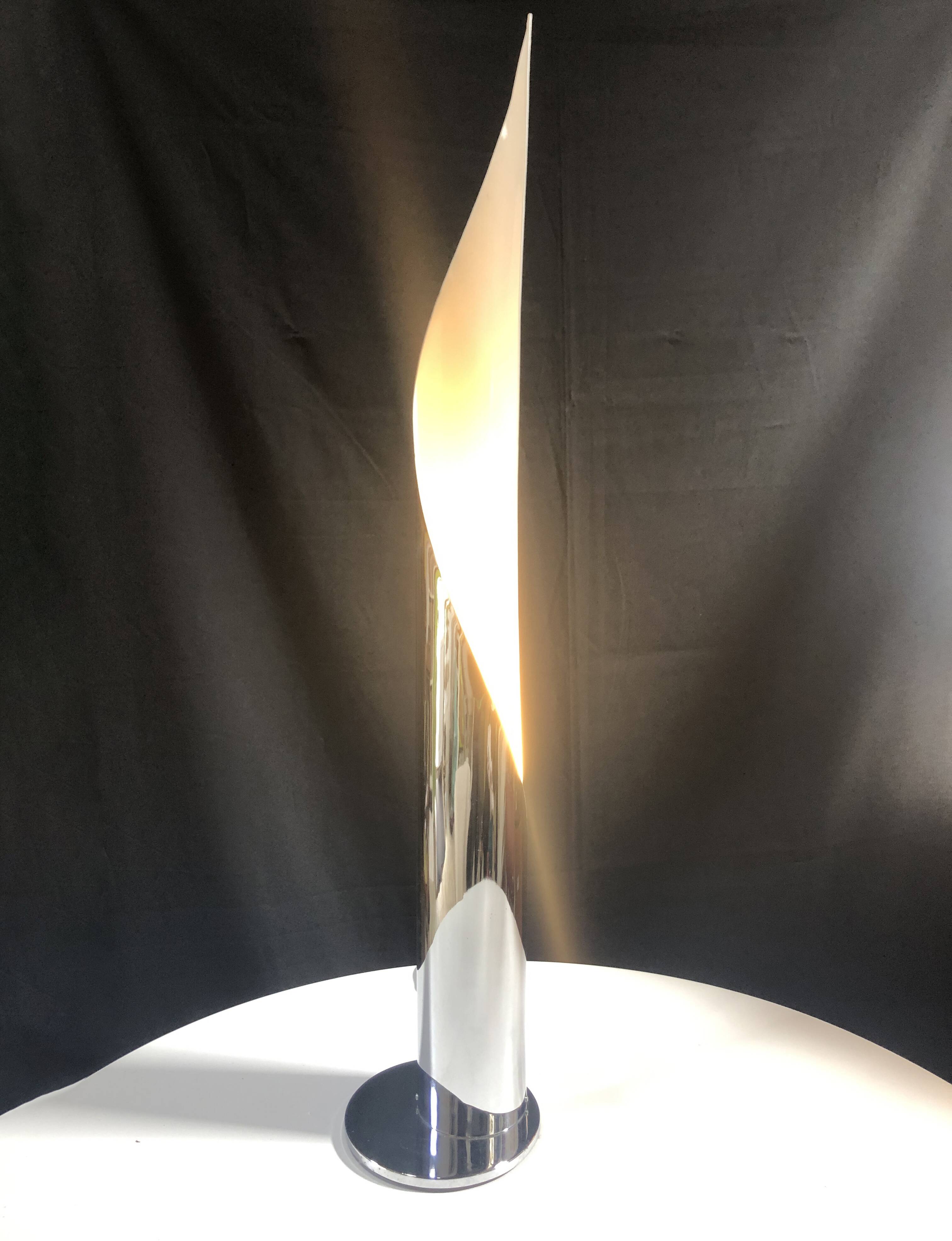 Vintage Floor Lamp • Flame • Stainless Steel • Space Age • 1970