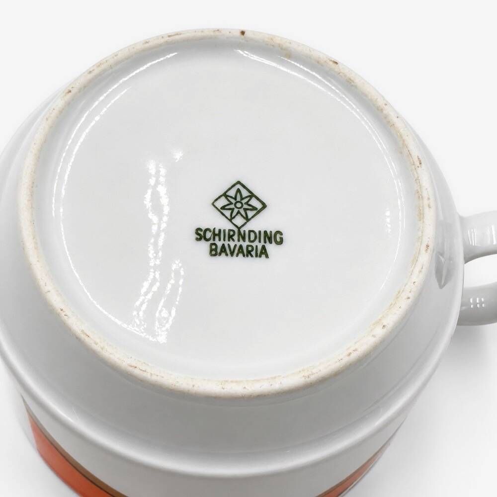Schirnding Bavaria graphic orange coffee cups 1970s