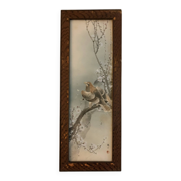 Japanese Sumi-e Painting Eagle Plum Blossom Japan Kakemono Kacho-ga