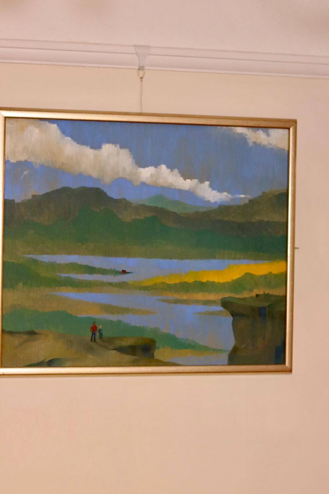 Original Swedish Mid Century Oil on Canvas "Katrineholm"- Vintage & Framed
