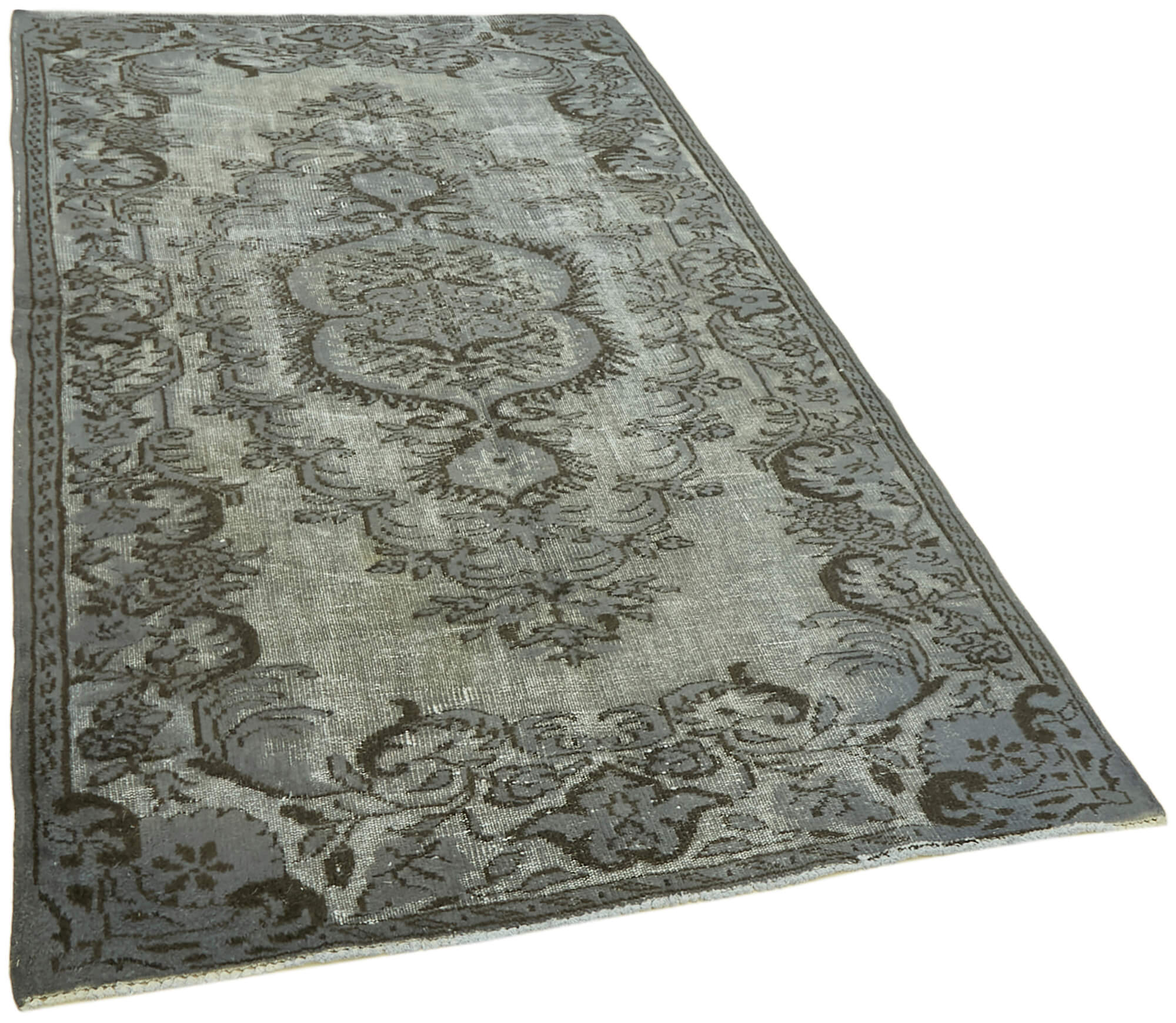 Hand-knotted antique oriental 1970s 147 cm x 241 cm grey carpet