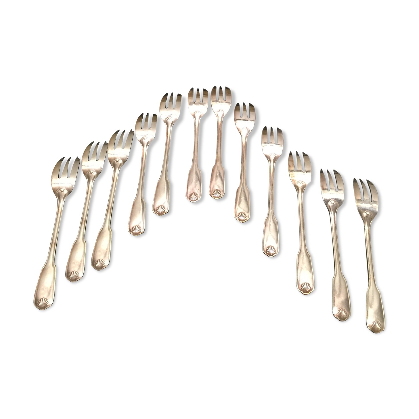 Dessert cutlery service 12 silver metal forks