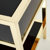 Paire de tables de chevet laquées laiton par Michel Pigneres 1970