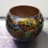 Ancien Vase Boule Verre Multicouche Multicolore Vintage