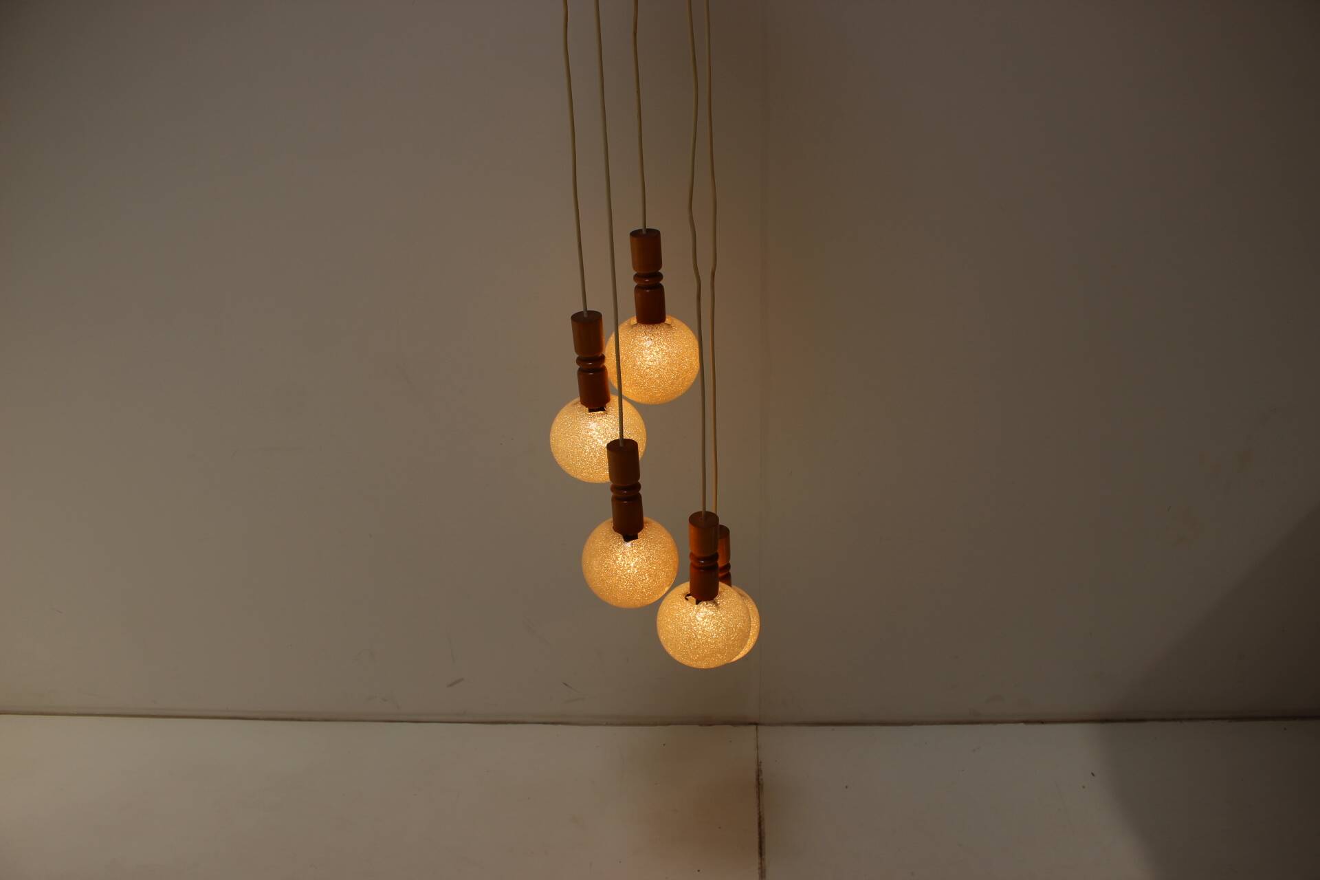 1970s Cascade Chandelier with Plastic Shades, Czechoslovakia