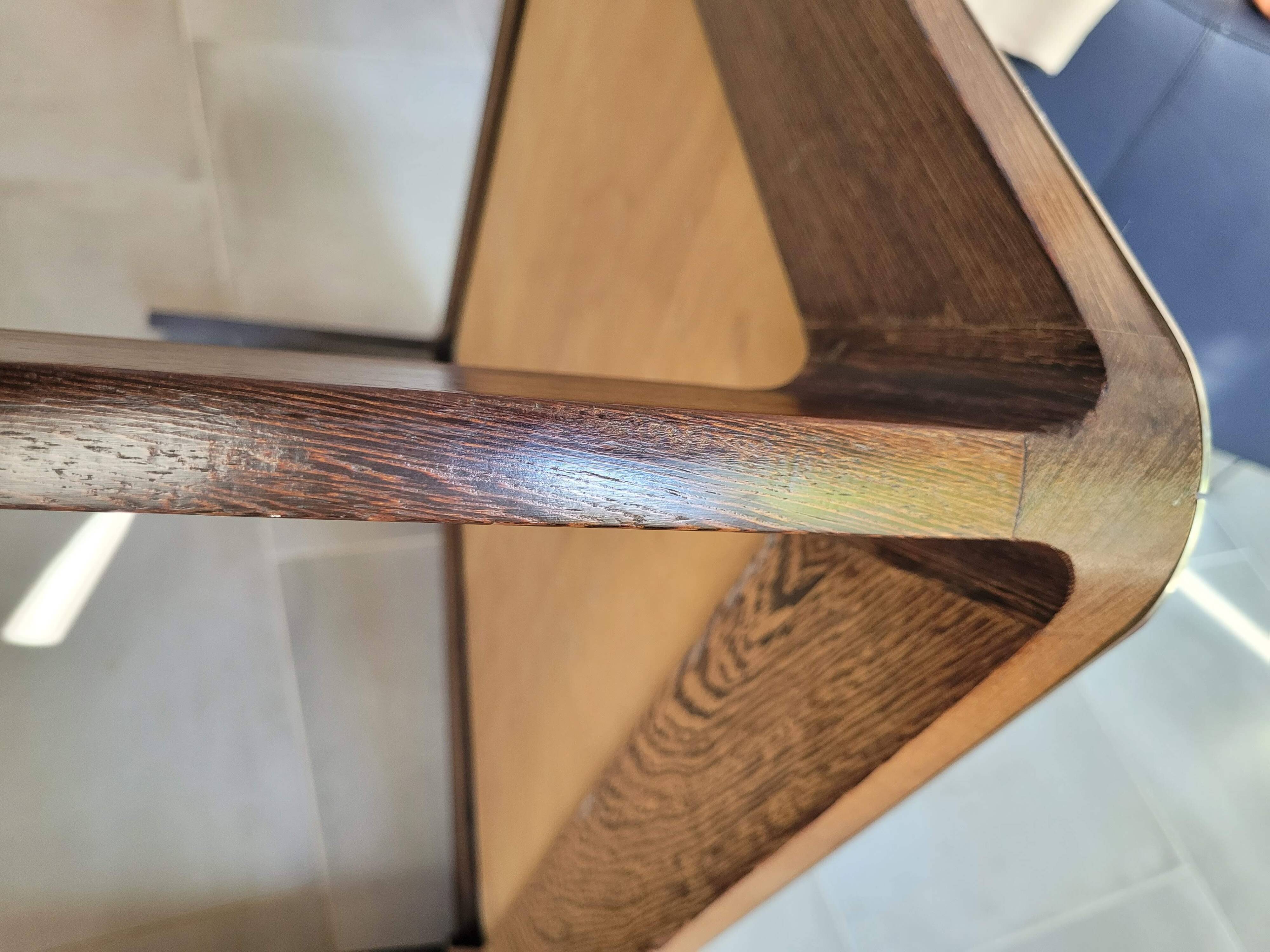 Square wood and steel coffee table from the 80s