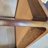 Square wood and steel coffee table from the 80s