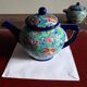 Cloisonné enamel tea service from Longwy in excellent condition.