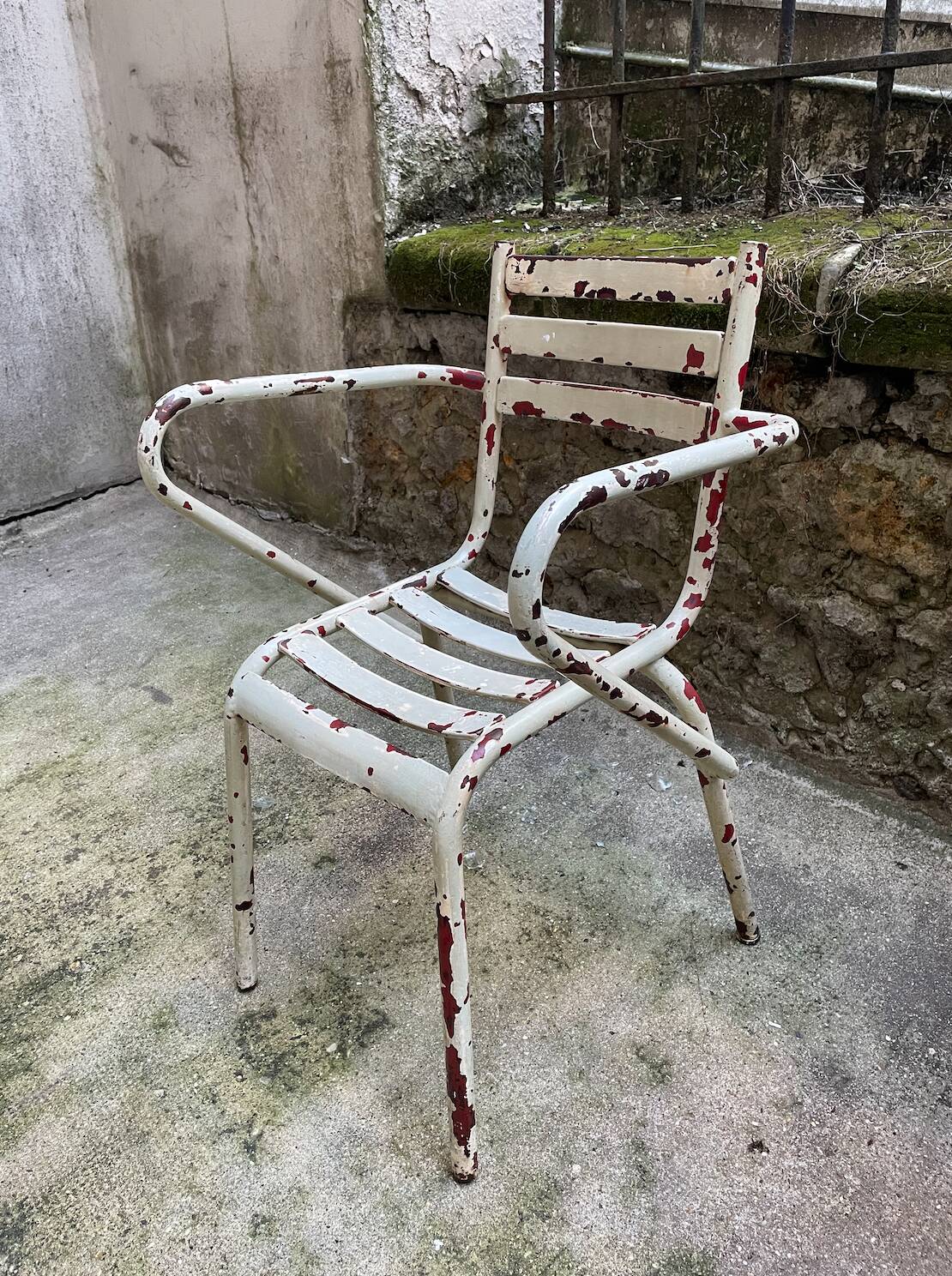 Tolix-style garden armchair