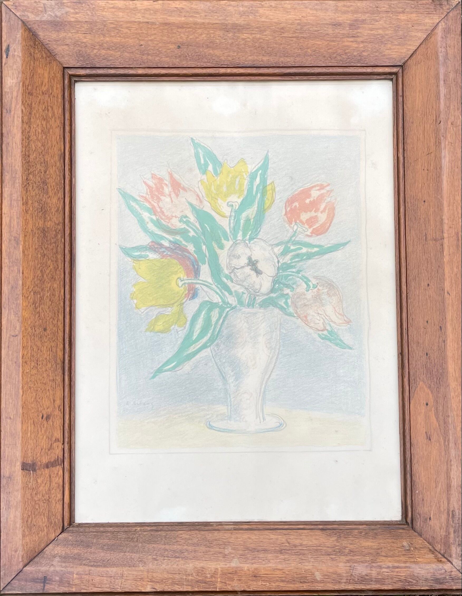 Painting watercolor still life with flowers Matisse, Dufy early twentieth century