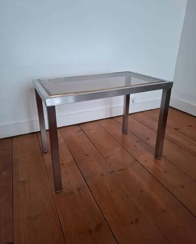 Hollywood Regency Coffee Table - Chrome & Brass - Guy Lefèvre Style -