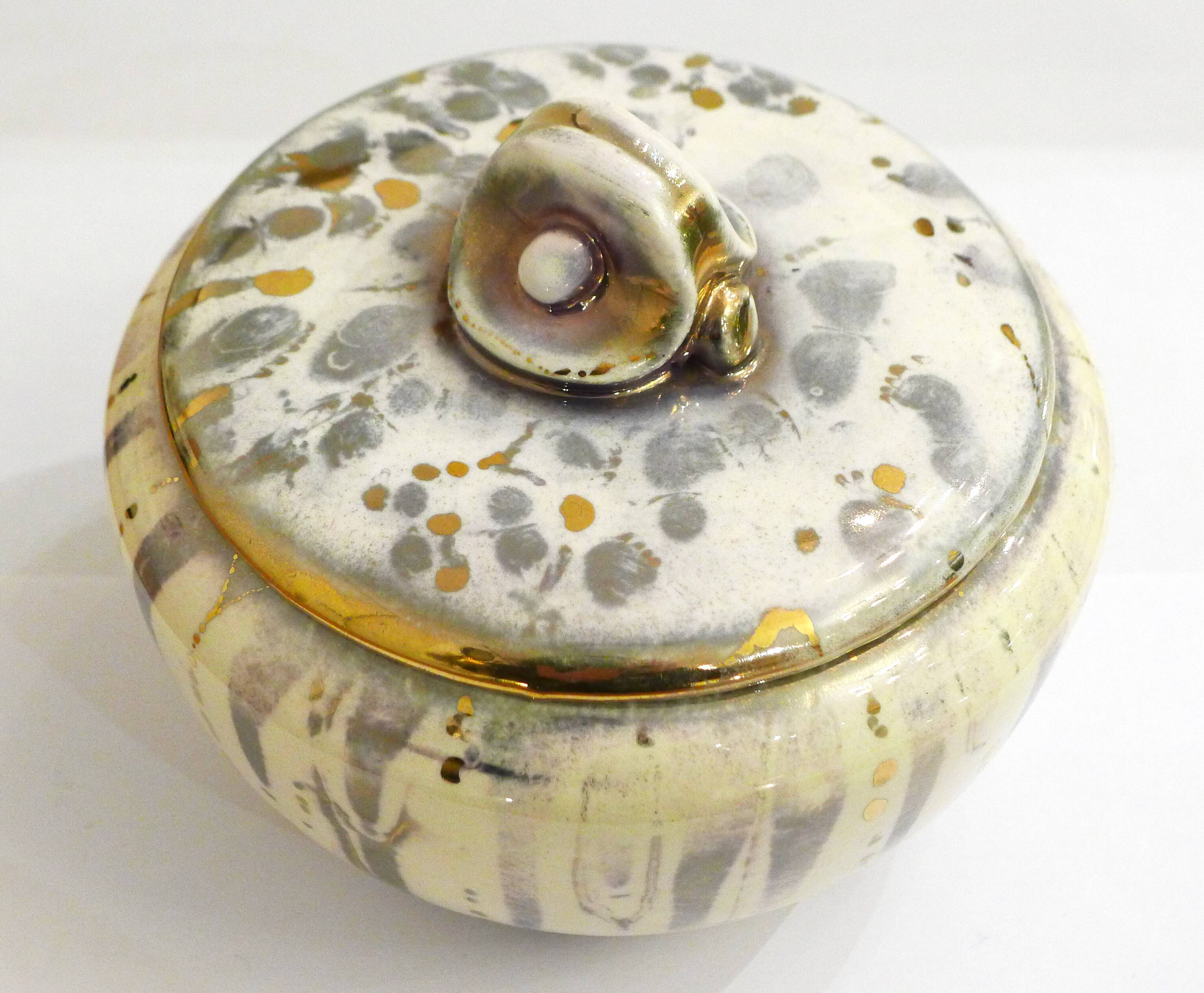 Gold & silver specid earthenware jewellery box