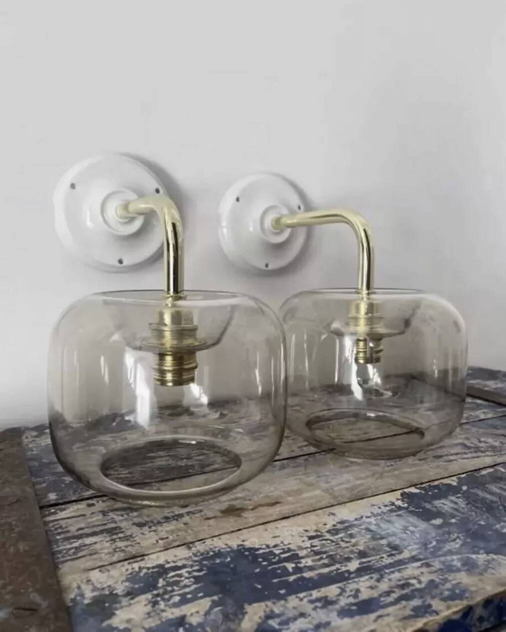 Pair of smoked glass wall sconces