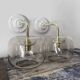 Pair of smoked glass wall sconces