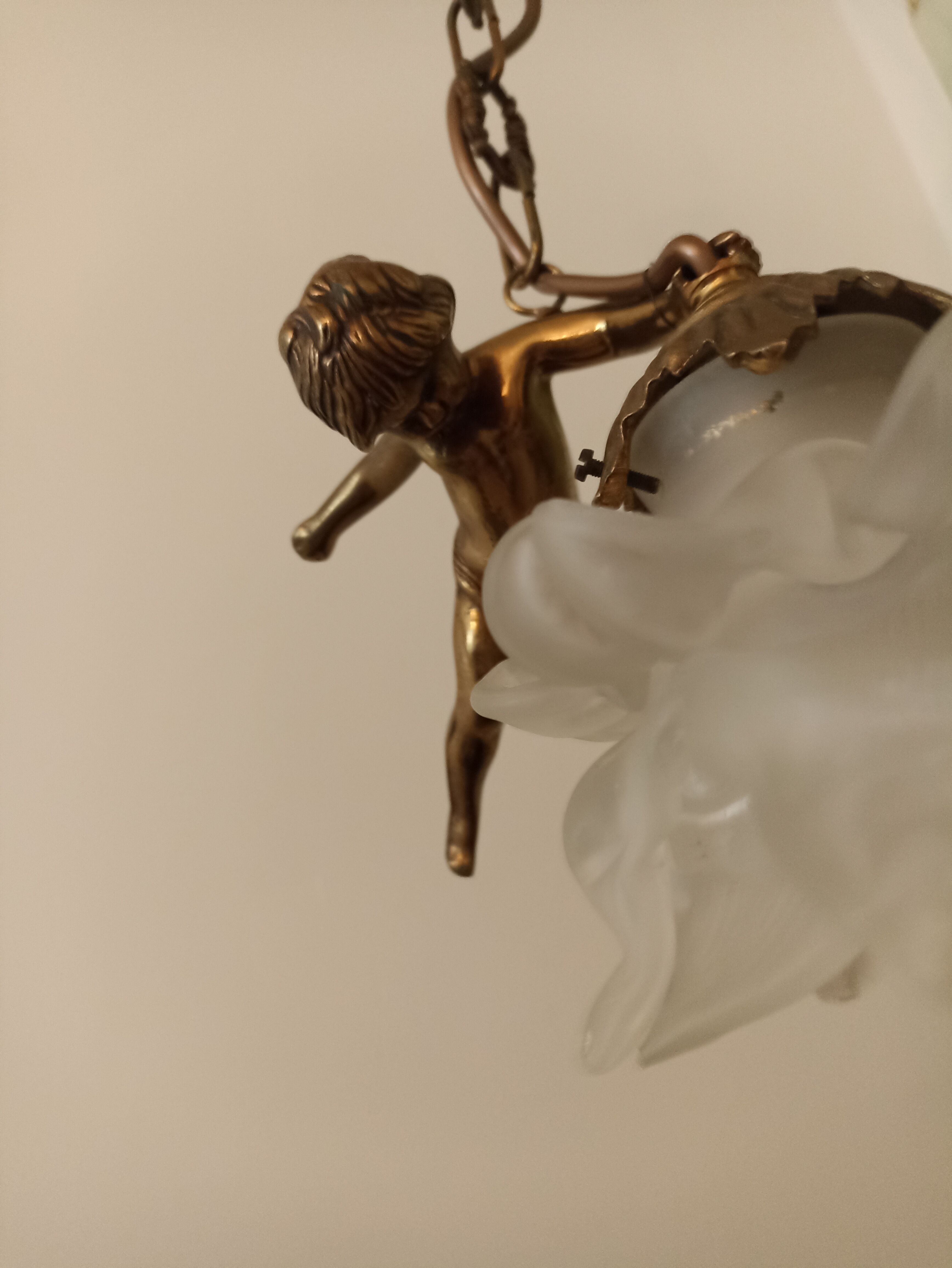 Bronze wall lamp and angel glass paste
