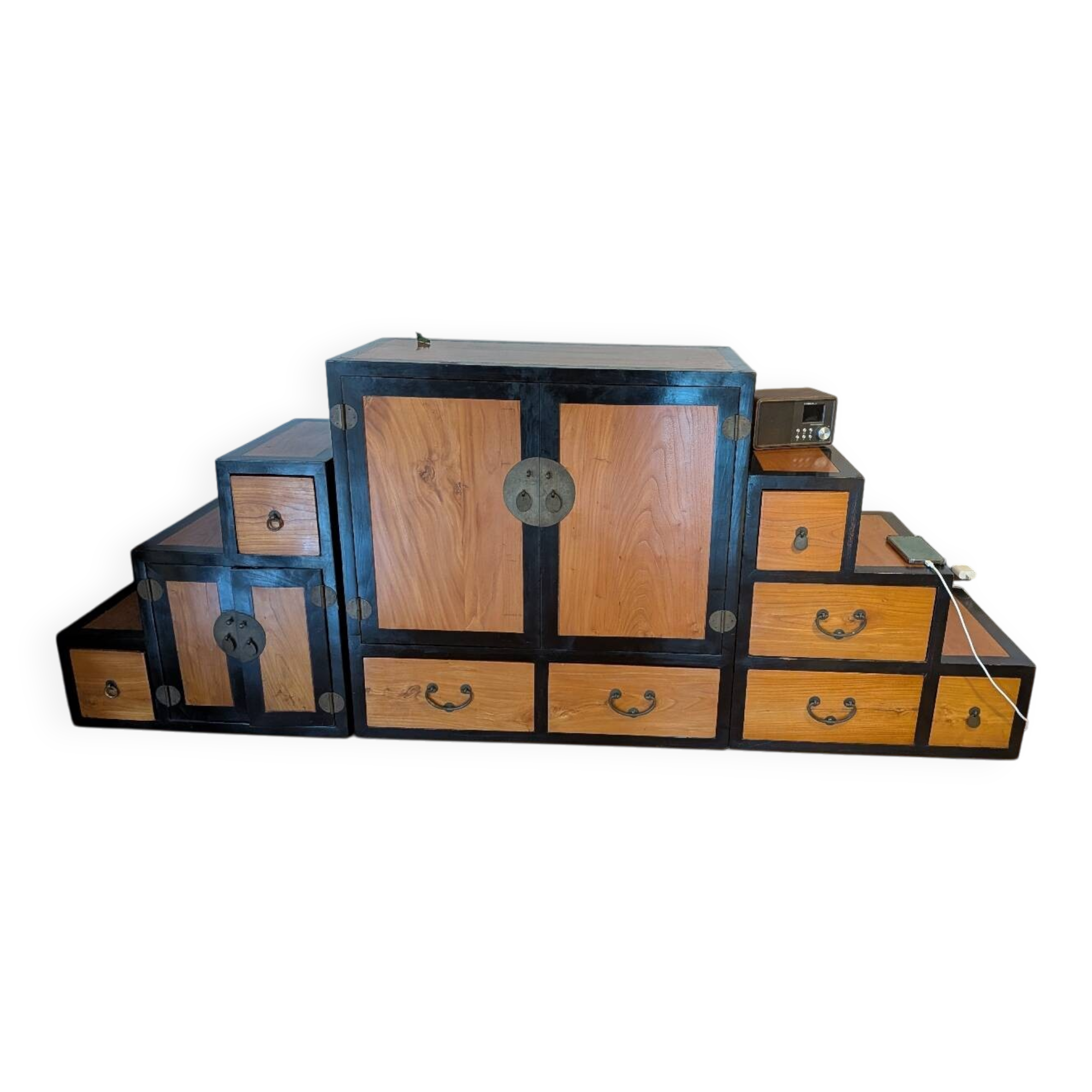 Japanese stair furniture "Kaidan Tansu" – 3 modules – Double-sided