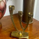 Chandelier, brutalist menorah, Wainberg, in brass.