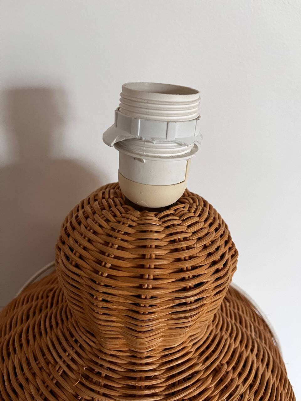 Vintage woven wicker lamp