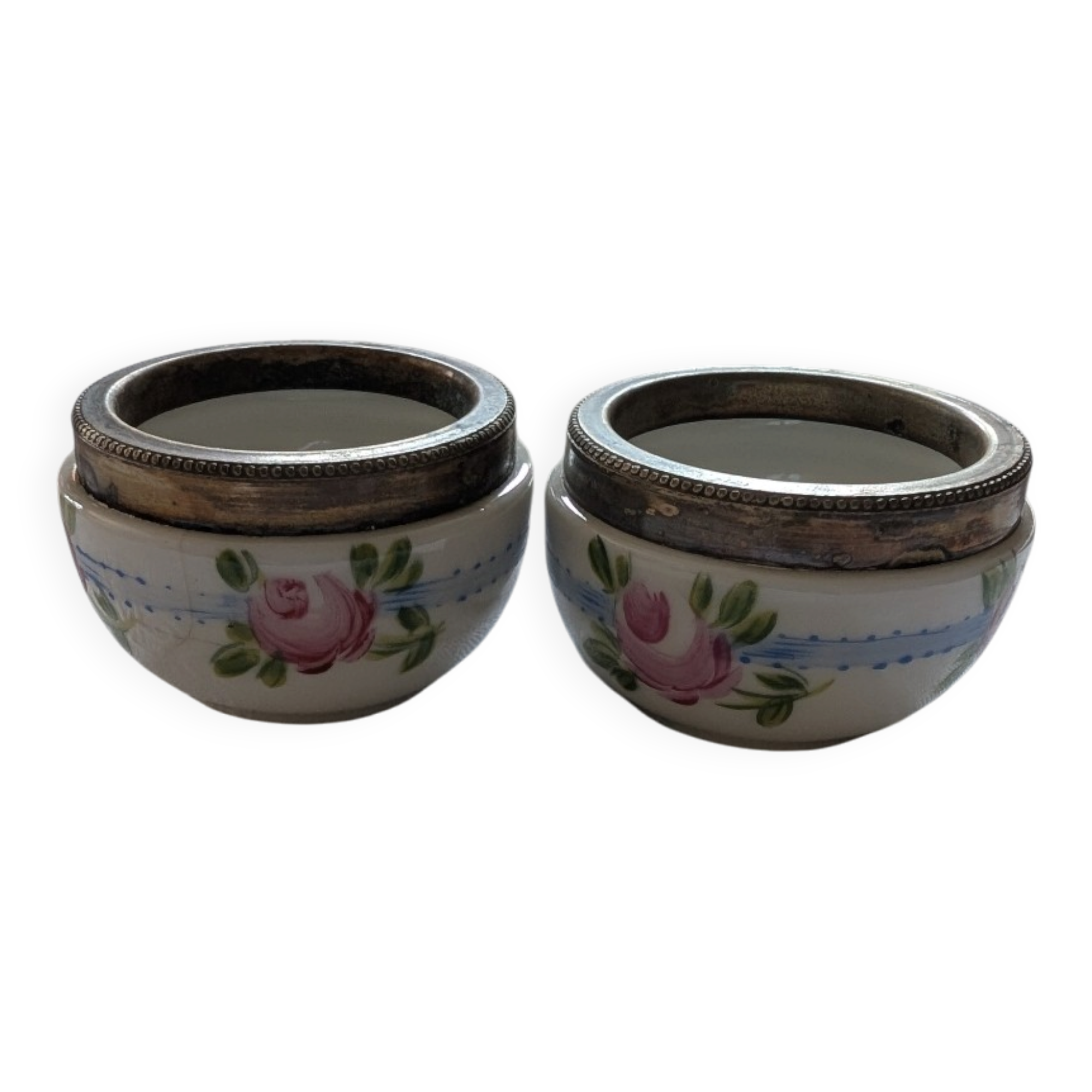 Pair of Art Deco salt cellars in Limoges porcelain