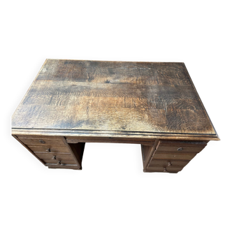 Old wooden desk with drawers.
