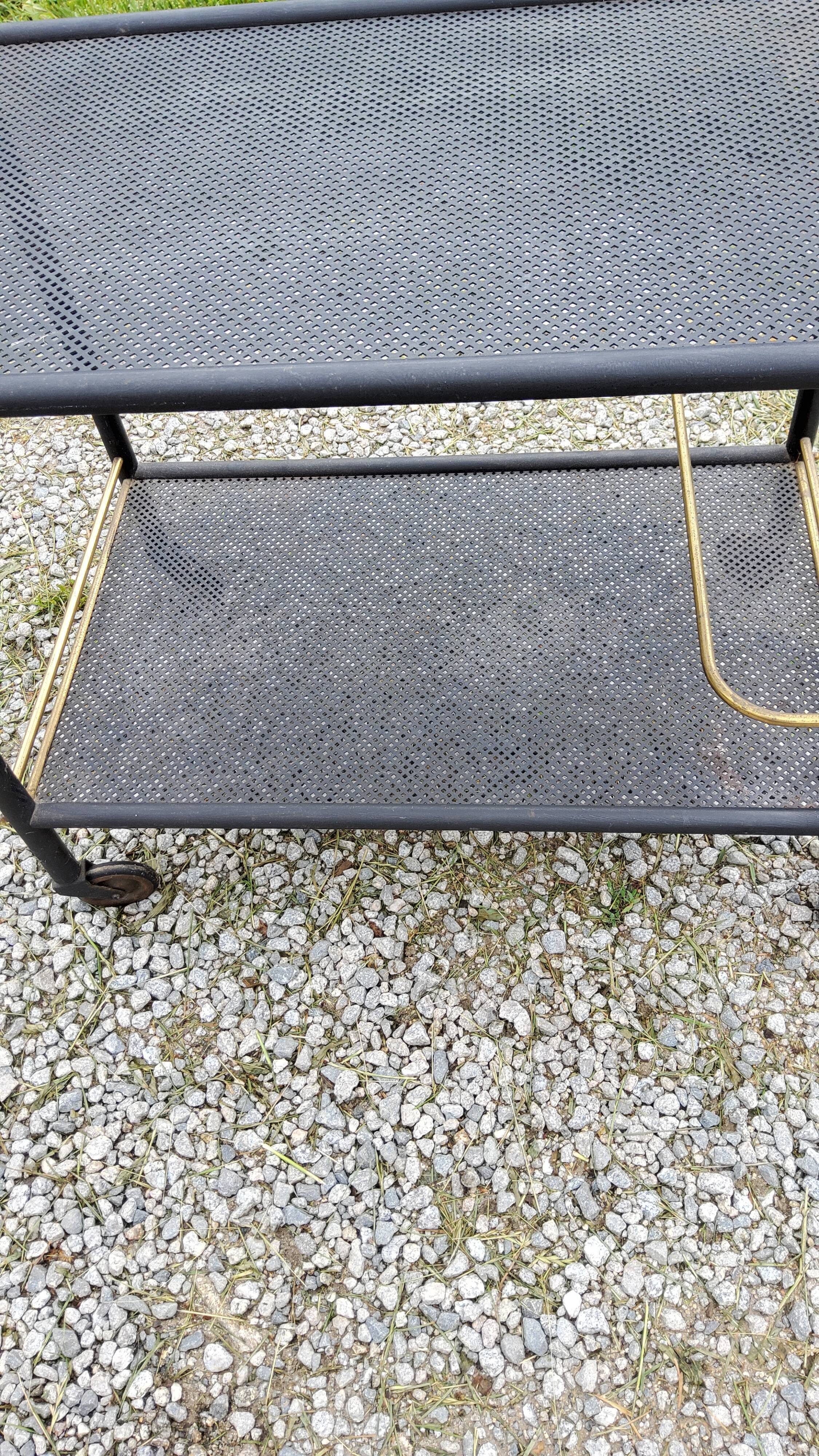 Rolling service bar of the 50s in rigitulle and brass