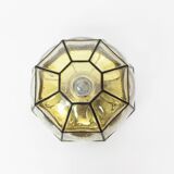 Iron and clear glass ceiling light by Limburg, Germany, 1960s.