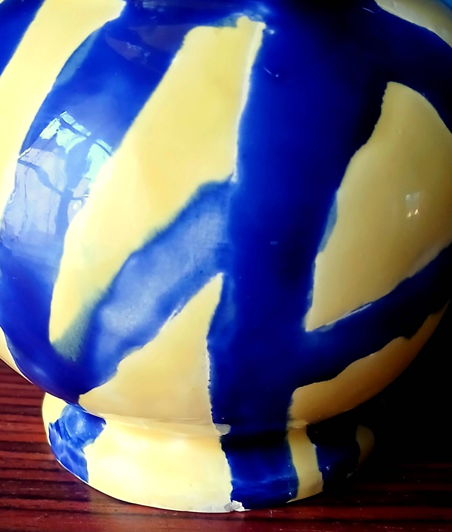 Free-form handmade vase in Art Deco style and period.