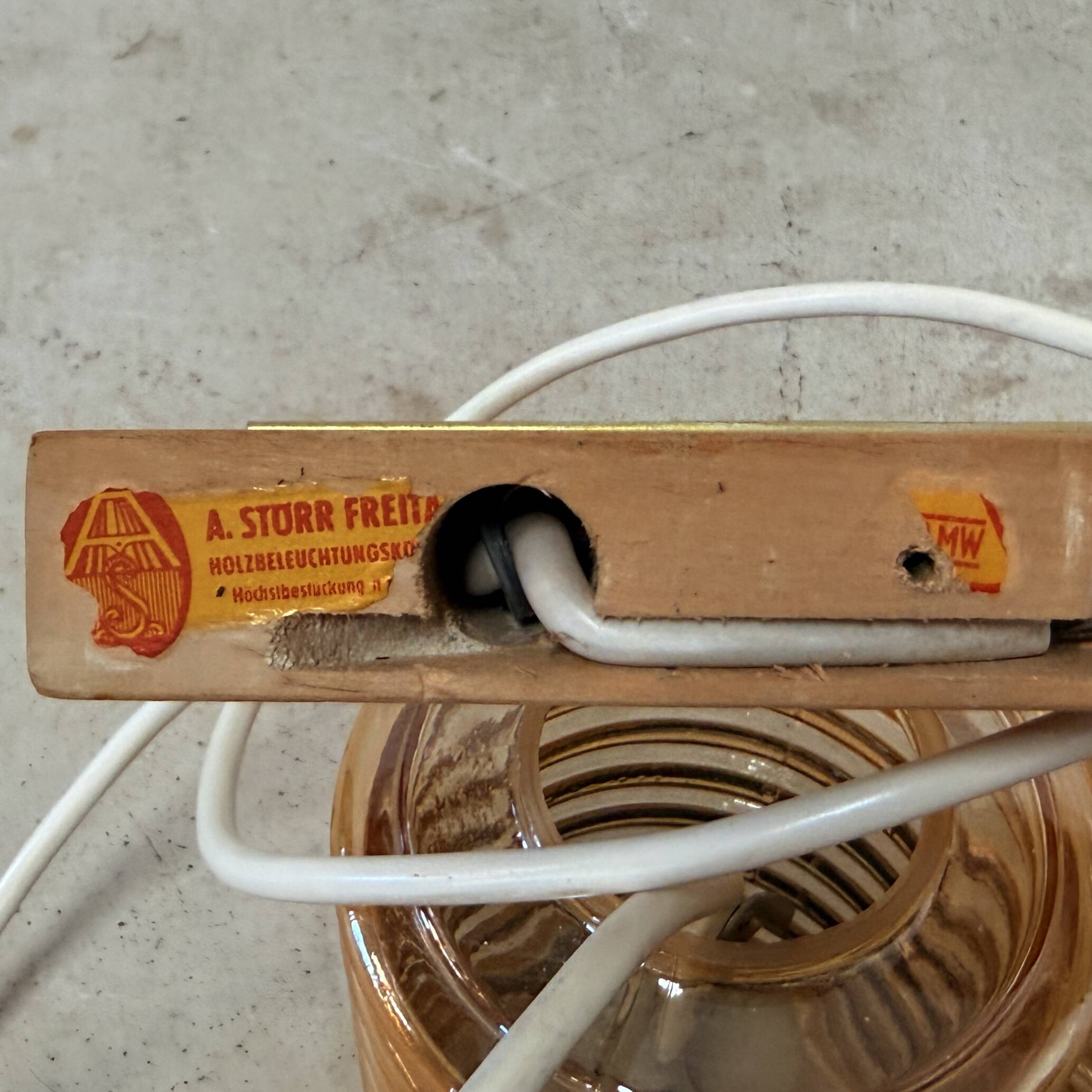 Vintage ceiling lamp with two amber shades