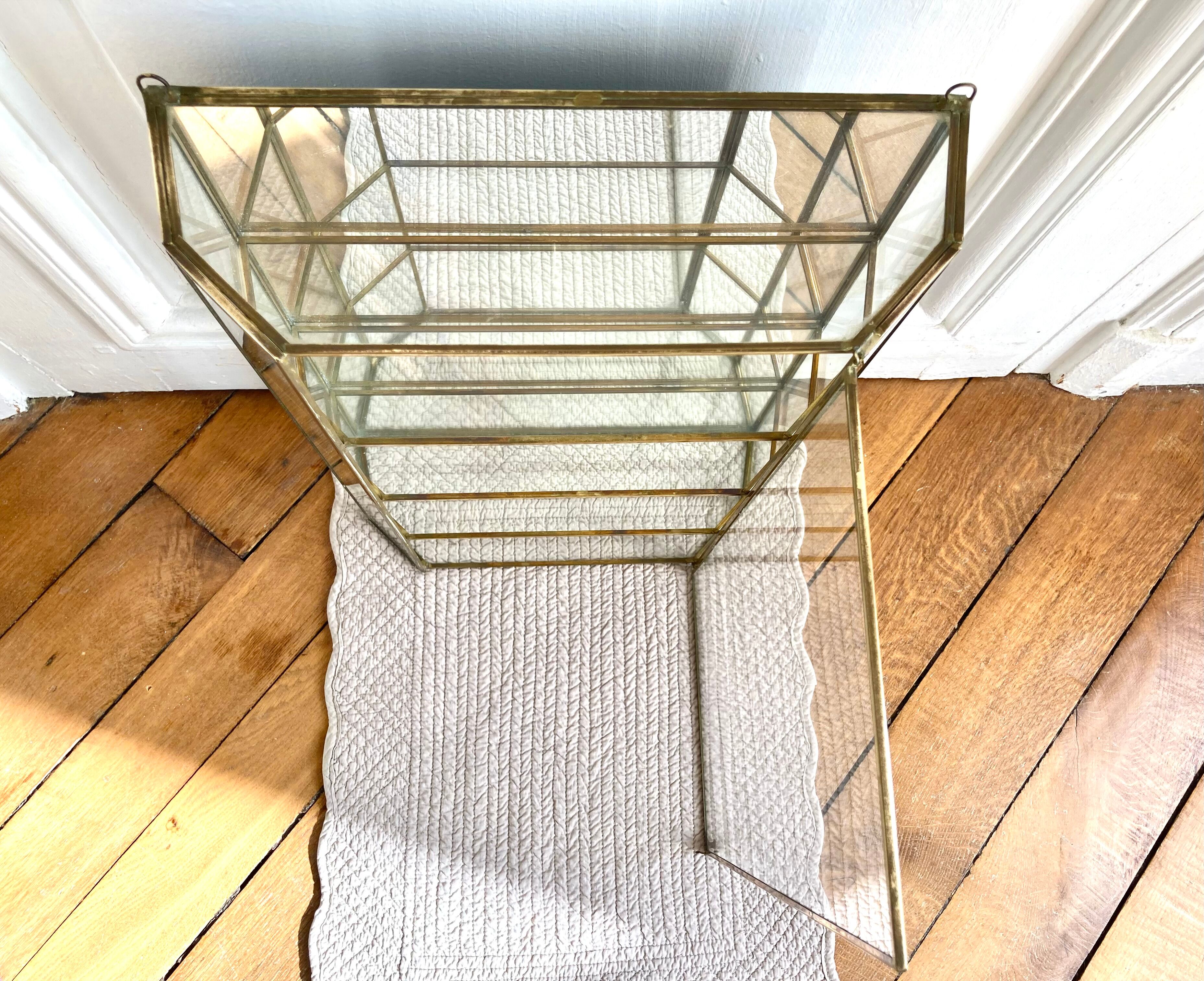 Wall showcase XXL brass glass and mirror 1960