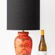 Dutch Orange Gouda Ceramic Table Lamp 'Tokio', 1970s, New Black Linen Shade
