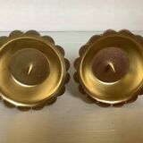 Pair of flower candle holders in gold metal