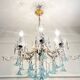 Marie-Thérèse chandelier in crystal and blue Murano glass