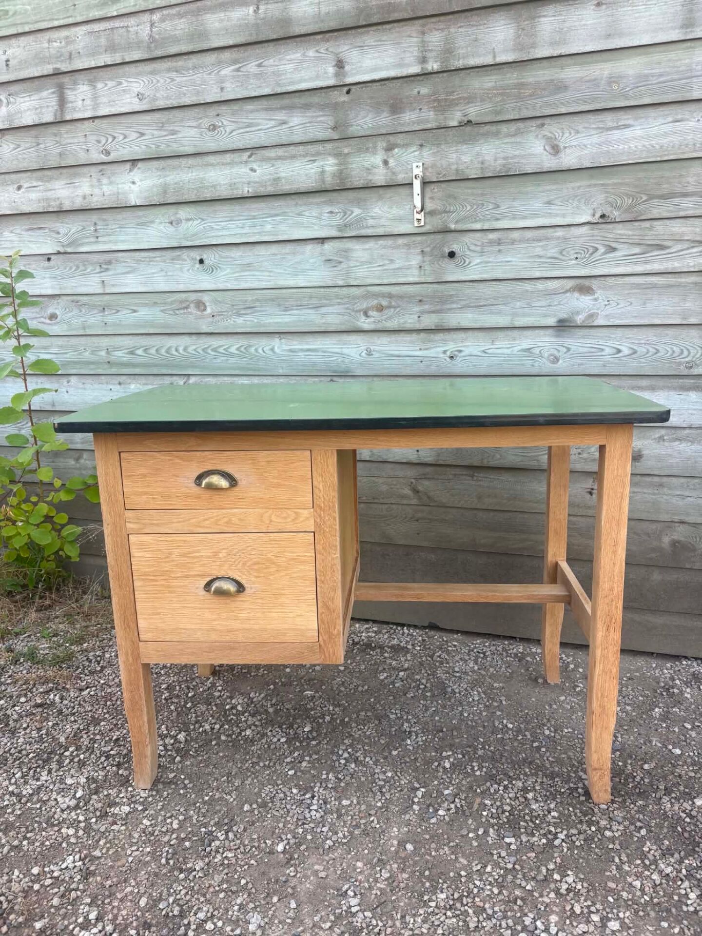 Vintage desk with green Formica top – 1960s/70s