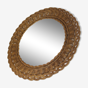Rattan mirror dating back to the years 70 25cm