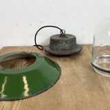 Green Enamel and Cast Iron Industrial Pendant Light, 1960s