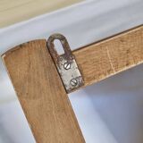 Light wood wall coat rack with tilted mirror, 5 hooks, 1960s