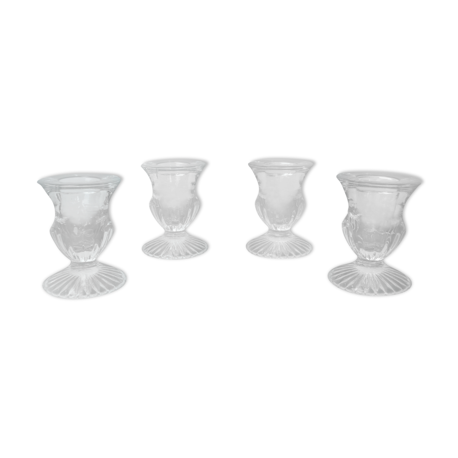 4 molded glass candle holders