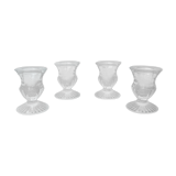 4 molded glass candle holders