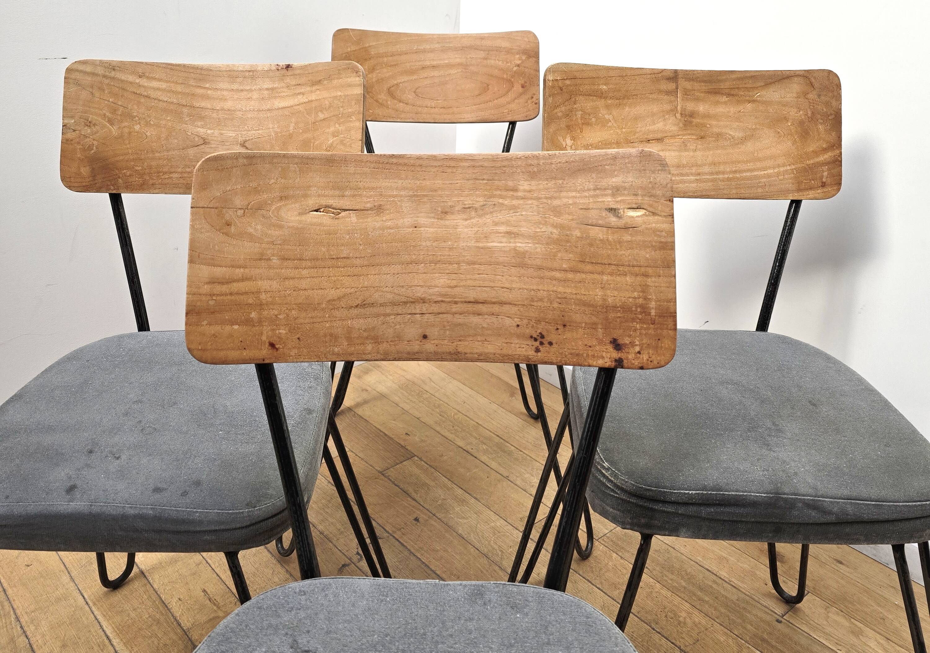 Set of 4 industrial chairs, Manufactori