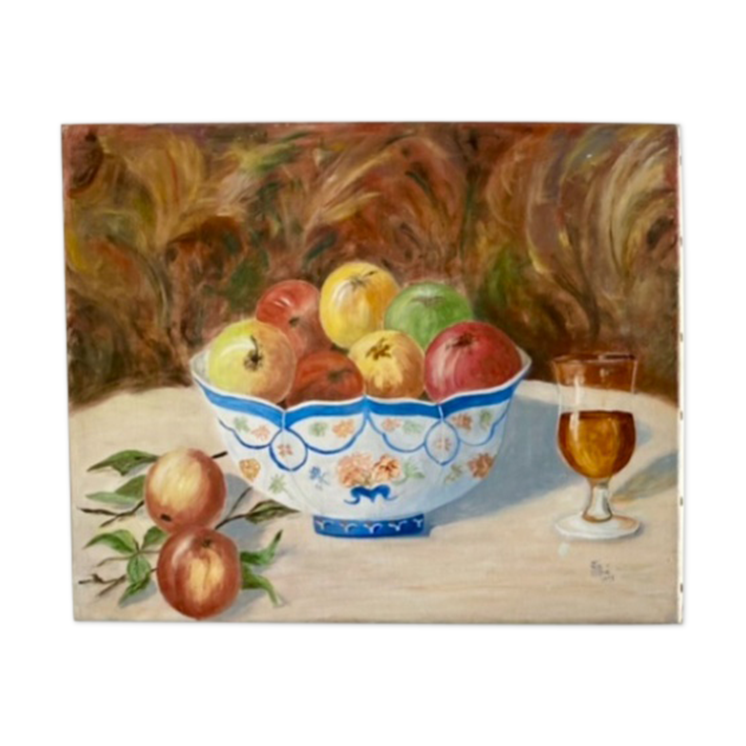 Still life in oil fruit cup