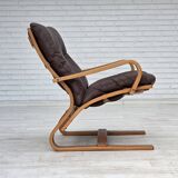 1970s, Danish armchair by Komfort, furniture leather, canvas, bent wood.