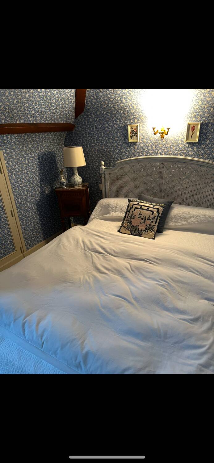 White wooden cane bed