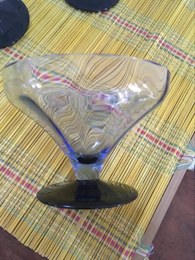 Five vintage cuts with blue glass