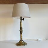 Solid brass lamp and vintage fabric