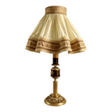 Empire style table lamp with lion heads – gilded bronze and pleated shade