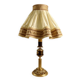 Empire style table lamp with lion heads – gilded bronze and pleated shade