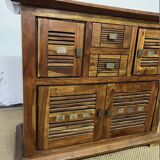 Buffet en bois d'acacia massif 4 portes, 2 tiroirs
