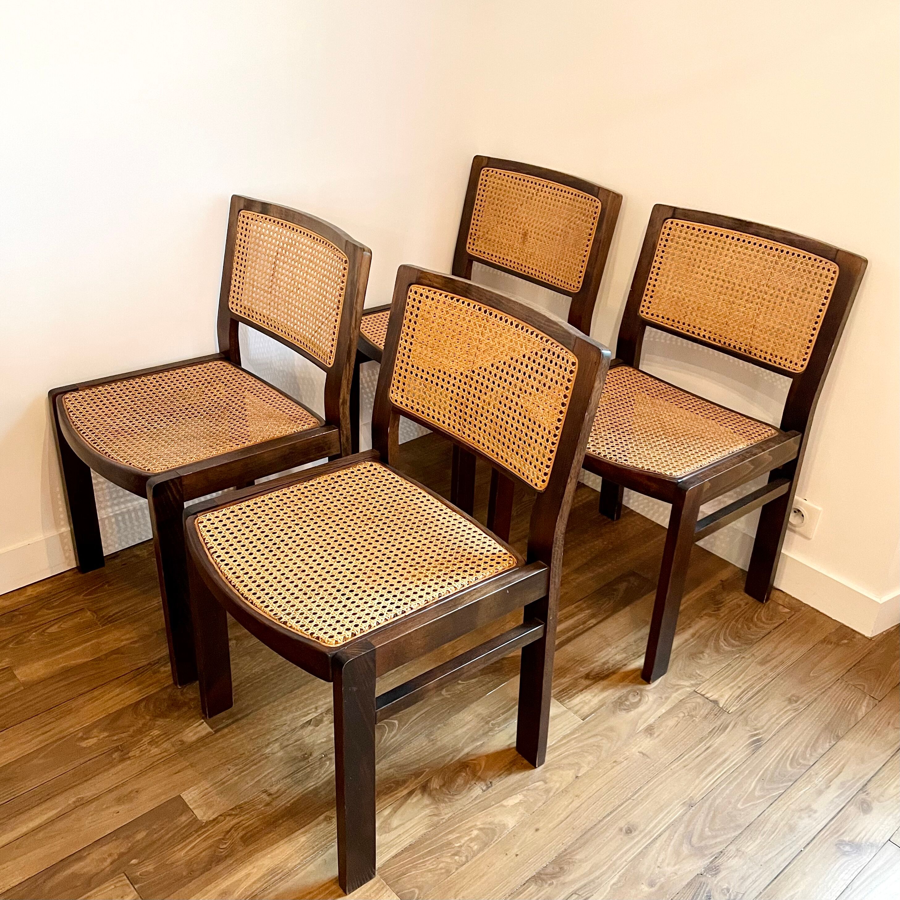Set of 4 Baumann chairs 70s